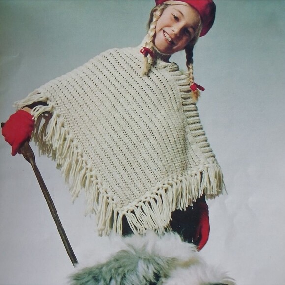 Vintage Coats&Clark 1977 Red Heart Children's Poncho Patterns Pamphlet No. 263 - Picture 6 of 10